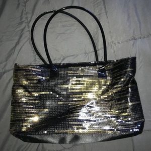 Gold and black sequin beach bag
